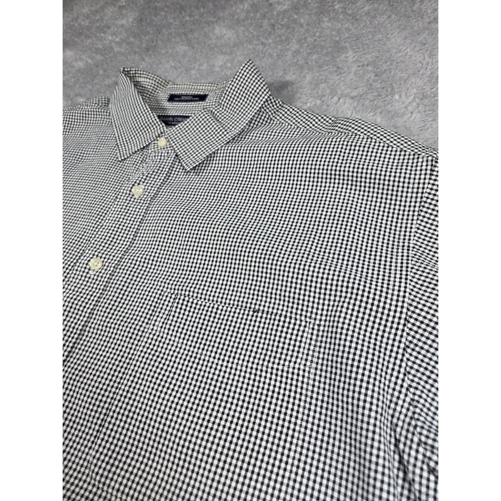 Daniel Cremieux Signature Mens Black White Gingham Button Down Shirt Long Sleeve